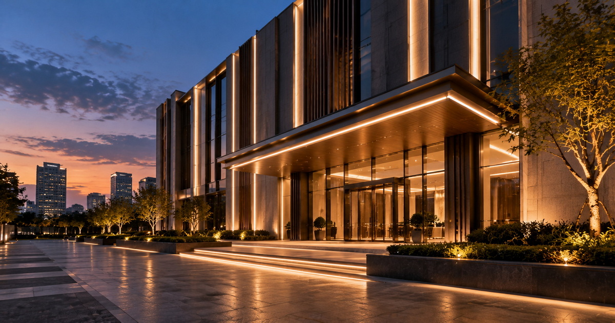 Smart Architectural Facade Lighting At Dusk.jpg