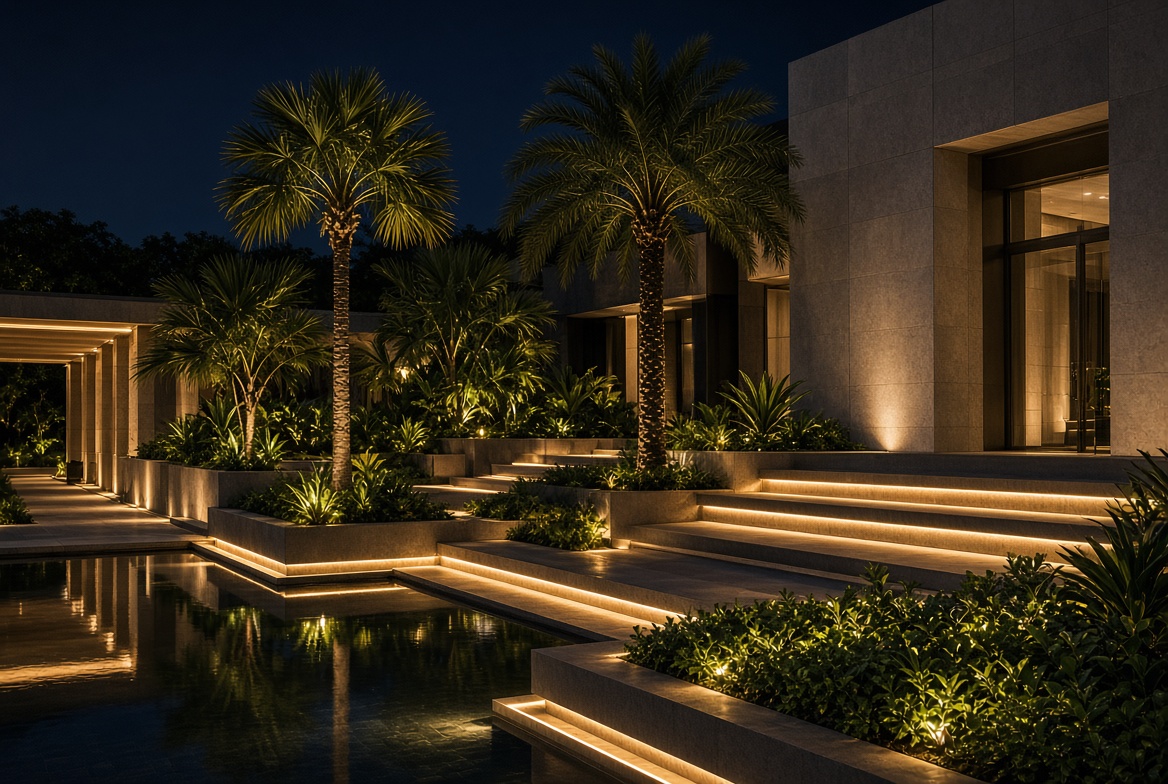 Layered Landscape Lighting At Night Layered Landscape Lighting At Night