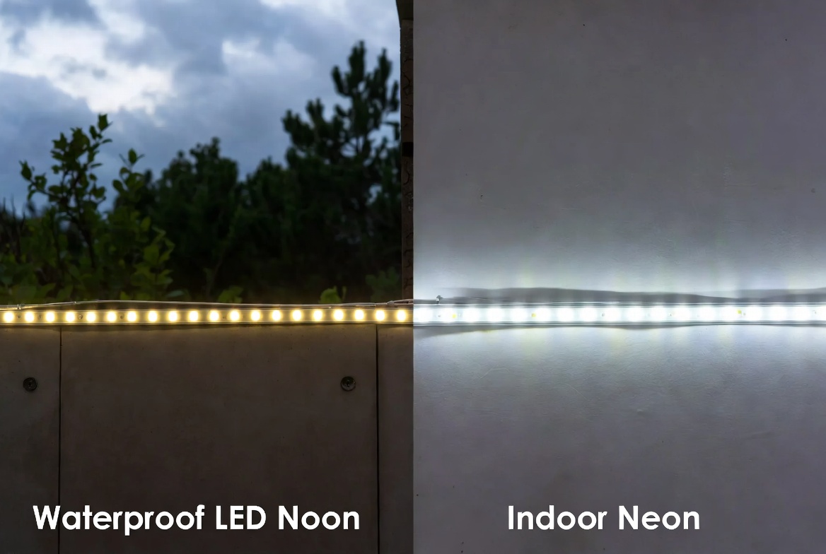 Side By Side Neon Strip Comparison การเปรียบเทียบแถบนีออนเคียงข้างกัน