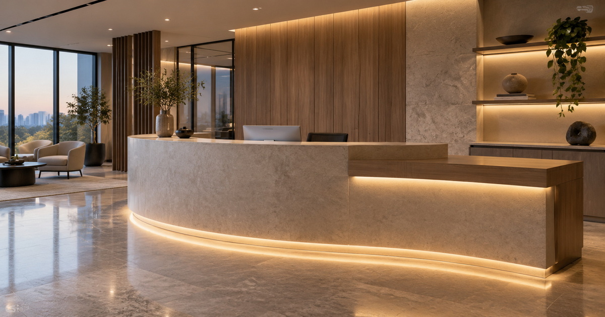 Hybrid Reception Desk Lighting Design