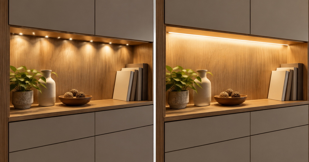LED Strip Sample Comparison in Furniture