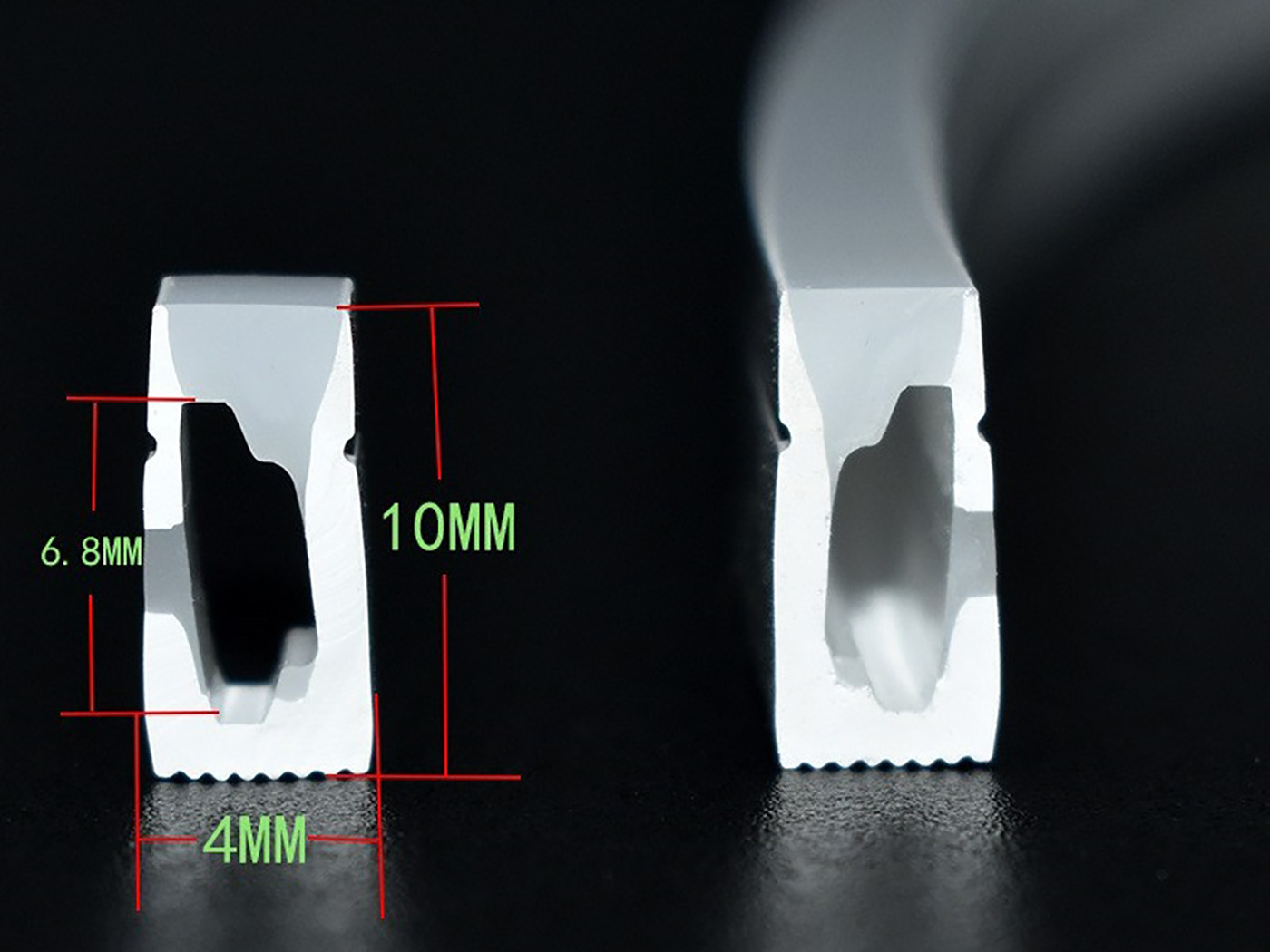 Side-emitting 4x10mm LED Strip Silicone Sleeve