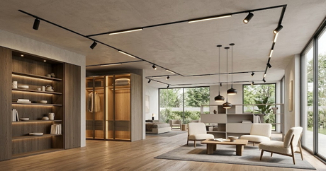 Magnetic Track Lighting In A Contemporary Showroom.jpg