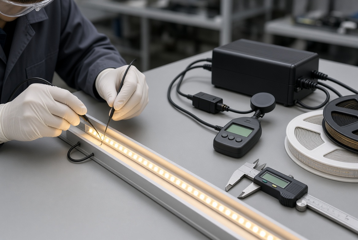 COB LED Strip Quality Inspection Inspeção de qualidade da tira LED COB