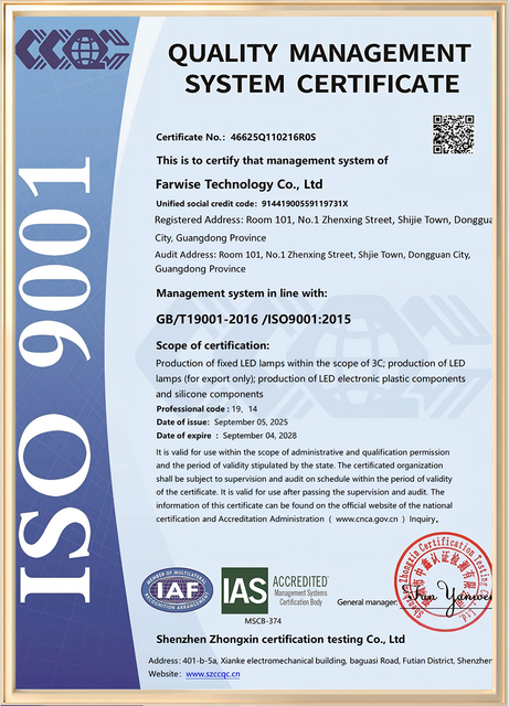 ISO证书-Farwise-ISO9001：2015-Certificate